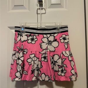 Justice Girls Pink Hibiscus Skirt – Size 10 – Stretch Waistband